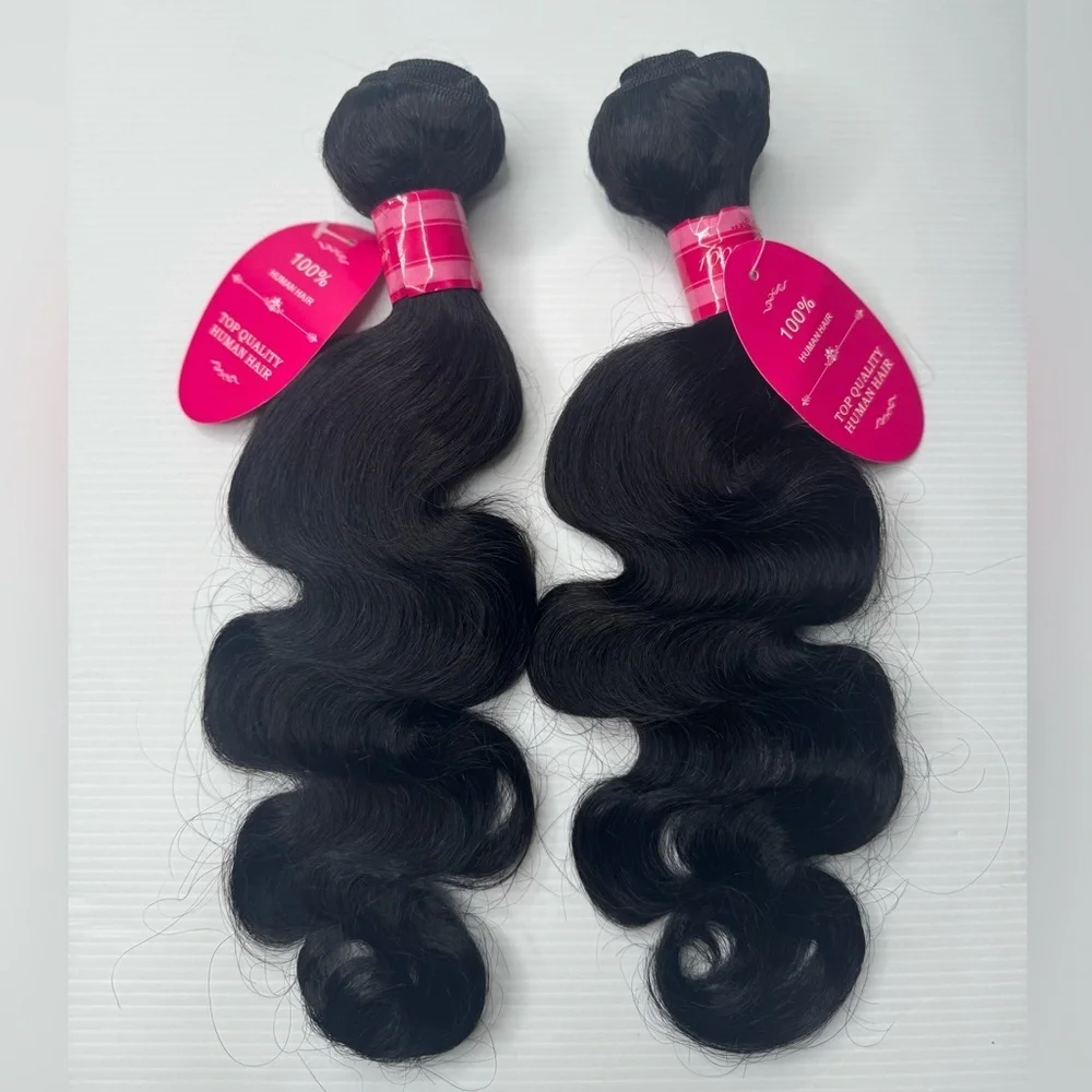20” 100% Human Hair Body Wave Bundles – Natural Black, Soft Silky Weft Extension